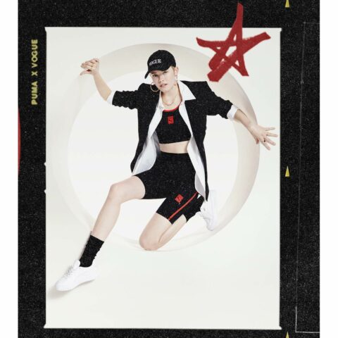 Production of the photo shoot for the collaboration between Puma and Vogue.