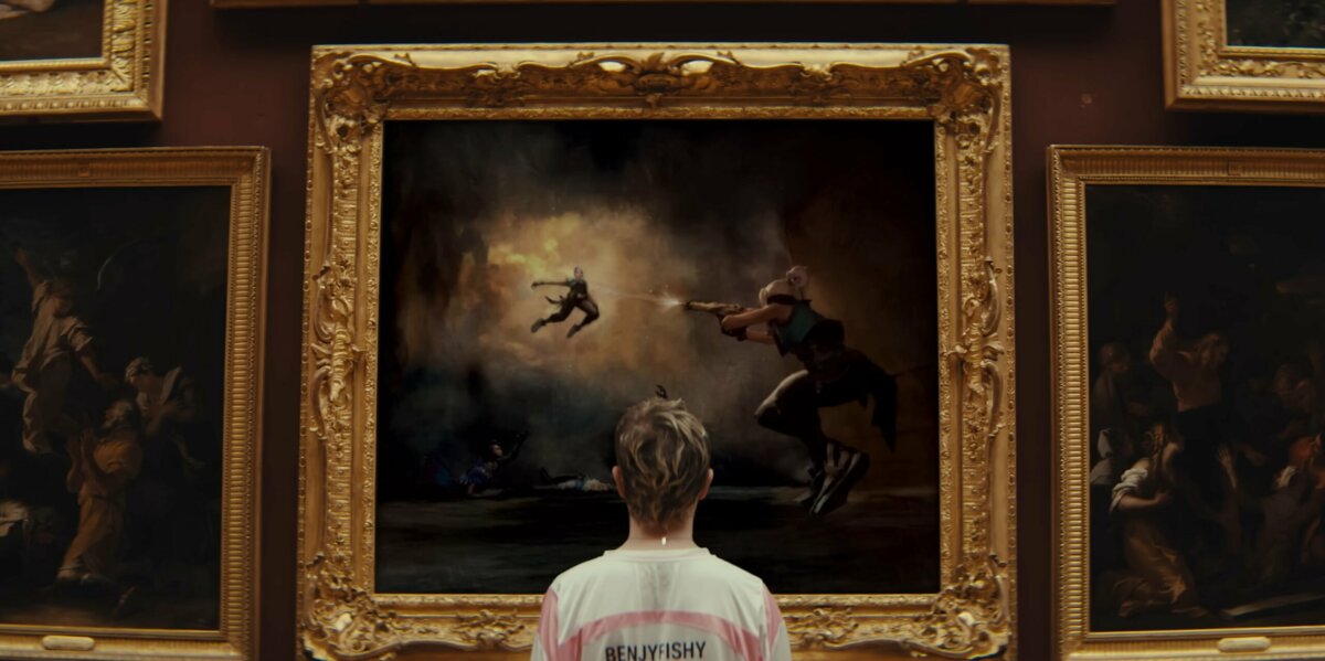 Valorant player facing a painting in a gilded gallery – Riot Games, Paris