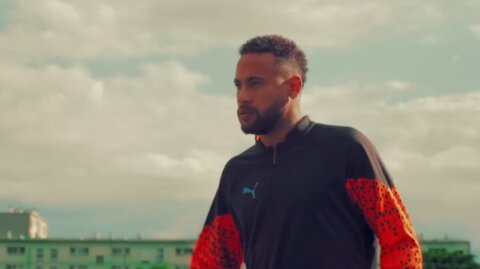Production for the collaboration between Puma and Neymar shot on a football field.