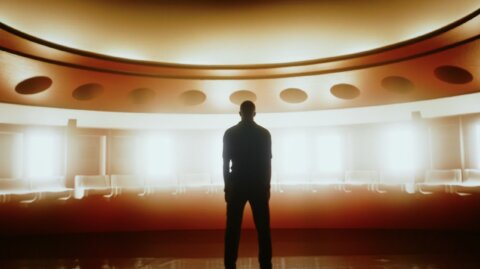 Silhouette of Kylian Mbappé in an illuminated stadium – Hublot TVC