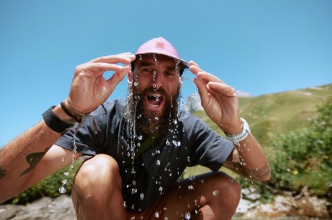 Production of the Buff photo shoot in the Alps.