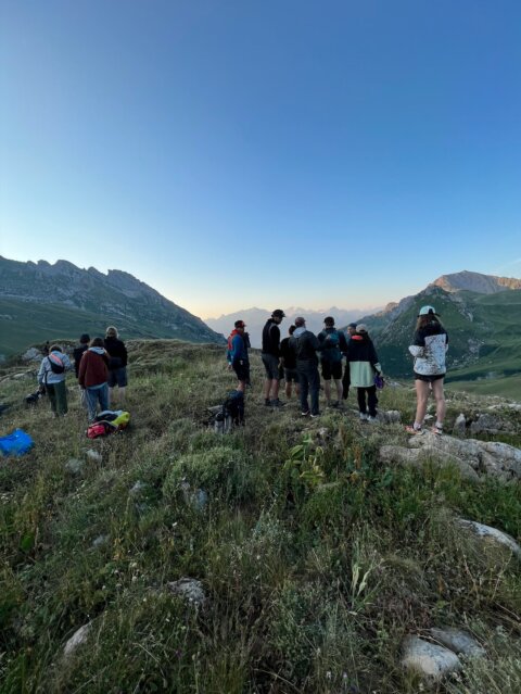 Production of the Buff photo shoot in the Alps.