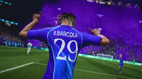 Bradley Barcola celebrating in-game, number 29 – EA SPORTS FC 27