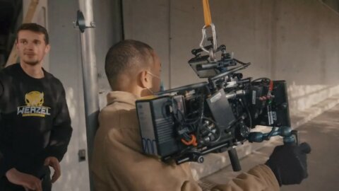 Camera operator with a rigged cinema camera – Nike x Intersport behind the scenes